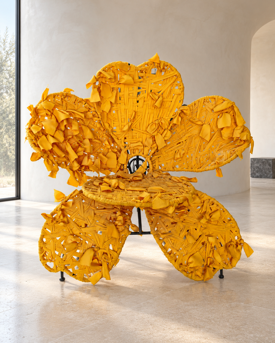 Poltroncina Fiore gialla, vista frontale completa